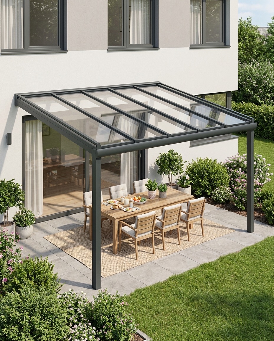 Überdachte Terrasse im Garten